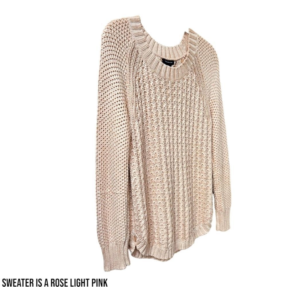 CALVIN KLEIN JEANS New Round Neck CableโKnit Pink Rose Sweater SIZE Large - Picture 3 of 12